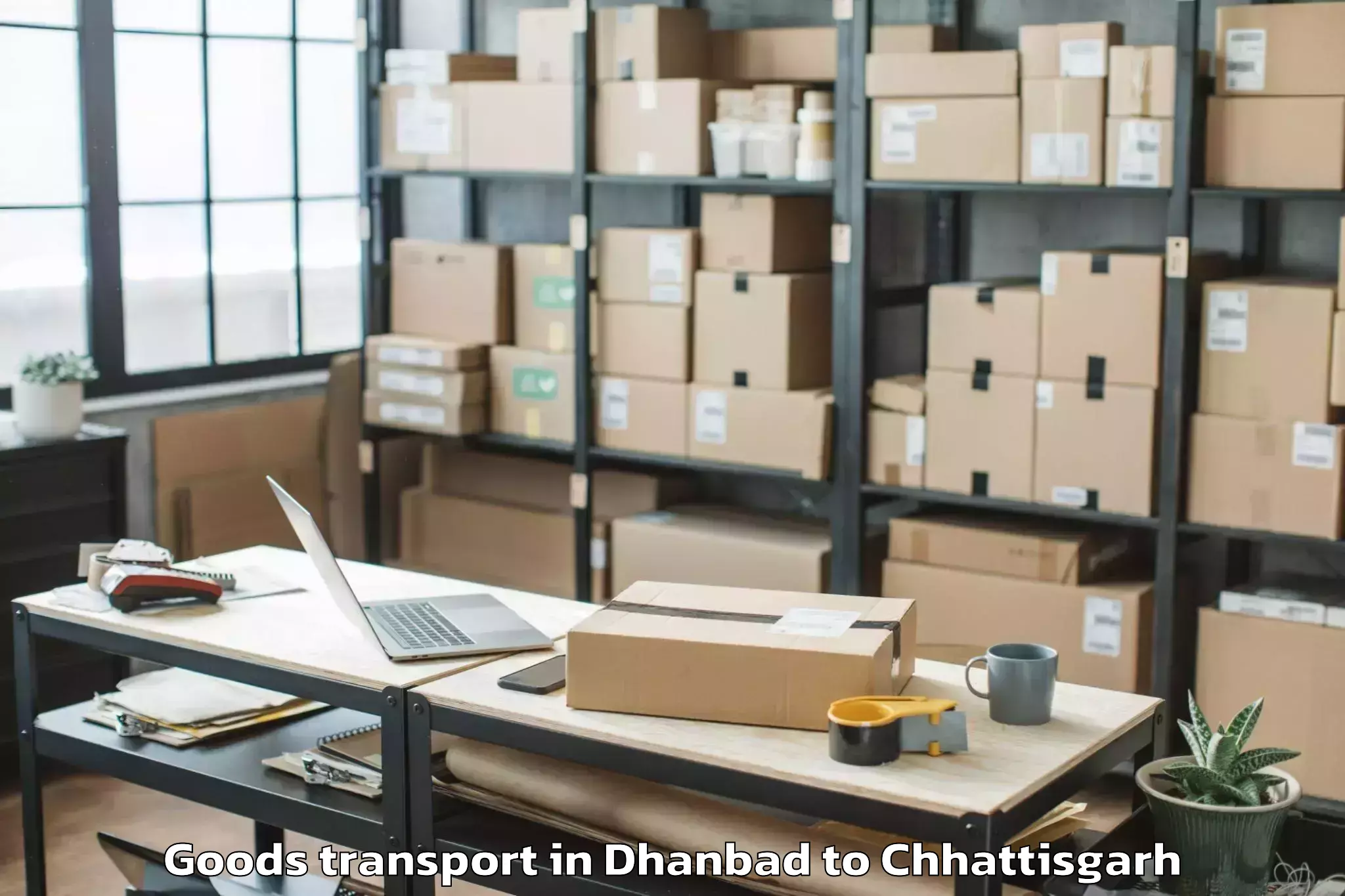 Dhanbad to Jagdalpur Airport Jgb Goods Transport Booking